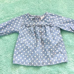 Baby peasant style shirt heart print